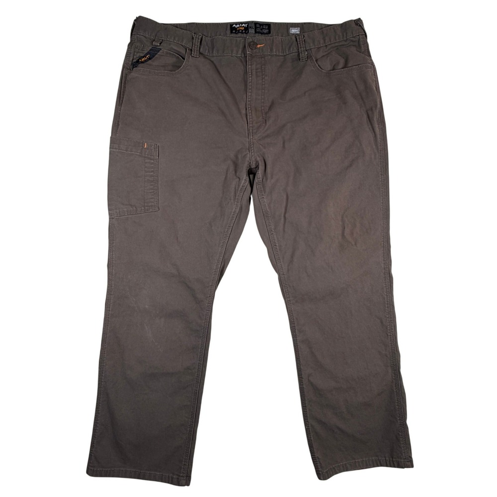 Ariat Rebar M4‎ Relaxed Straight Work Pants Mens 42x30 Brown Canvas 10034622